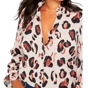 Button Down Shirt with Ruffle Neck